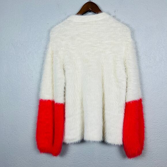 PRMA Sweater Mock Neck Soft Fuzzy Bell Sleeve Casual - L - Picture 3 of 5